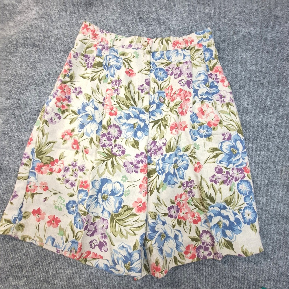 That's Me! Vintage Floral High Waisted Pleated Shorts Womens 9/10 Made in USA